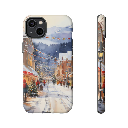 Bustling Victorian Christmas Market - Impact Resistant Phone Case iPhone 14 Plus Matte